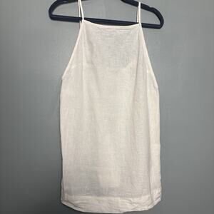 Free-est Women’s Linen Cotton Blend High Neck Tank Top People Small Resort White